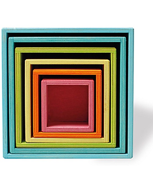 Grimm's Set Gioco Milleusi Quadrati in Legno, Colori Pastello - 6 Pazzi Giochi Montessoriani