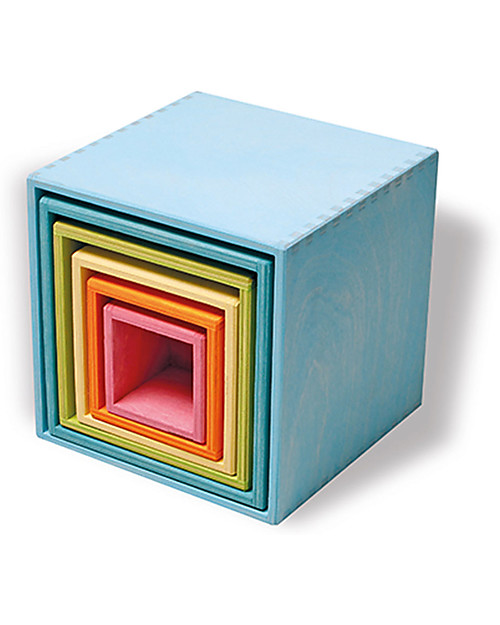 Grimm's Set Gioco Milleusi Quadrati in Legno, Colori Pastello - 6 Pazzi Giochi Montessoriani
