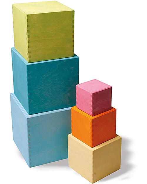Grimm's Set Gioco Milleusi Quadrati in Legno, Colori Pastello - 6 Pazzi Giochi Montessoriani