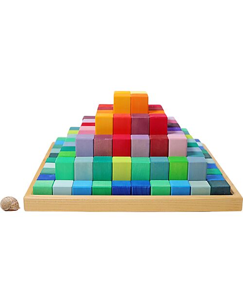 Grimm's Set Gioco Piramide - Mattoncini Multicolore - Legno 100% FSC Costruzioni in Legno