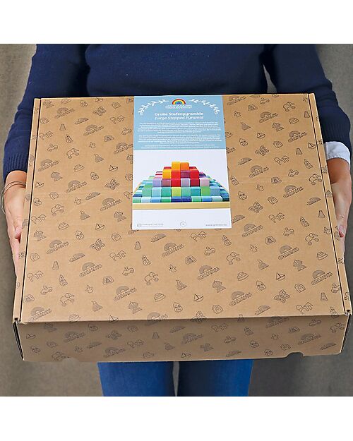 Grimm's Set Gioco Piramide - Mattoncini Multicolore - Legno 100% FSC Costruzioni in Legno