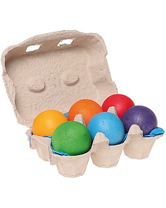 Grimm's Set Palline in Legno Colorate, 6 Pezzi Incastri In Legno