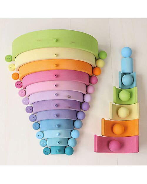 Grimm's Set Palline in Legno Colorate - Pastello - 6 Pezzi Giochi Montessoriani