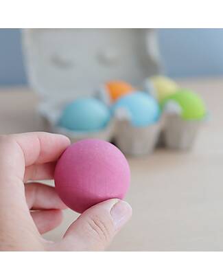Grimm's Set Palline in Legno Colorate - Pastello - 6 Pezzi Giochi Montessoriani