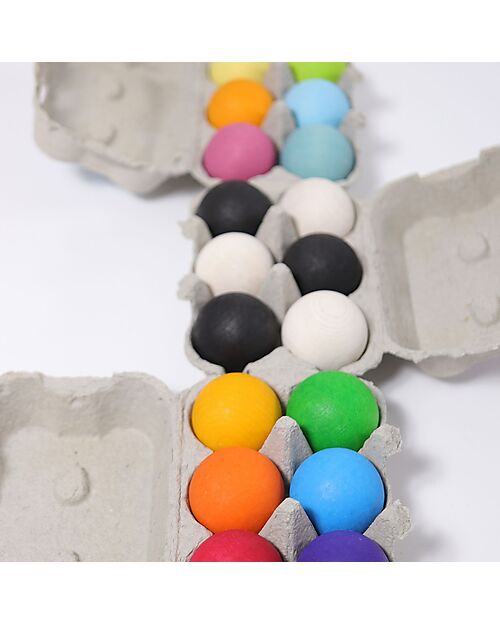 Grimm's Set Palline in Legno Colorate - Pastello - 6 Pezzi Giochi Montessoriani