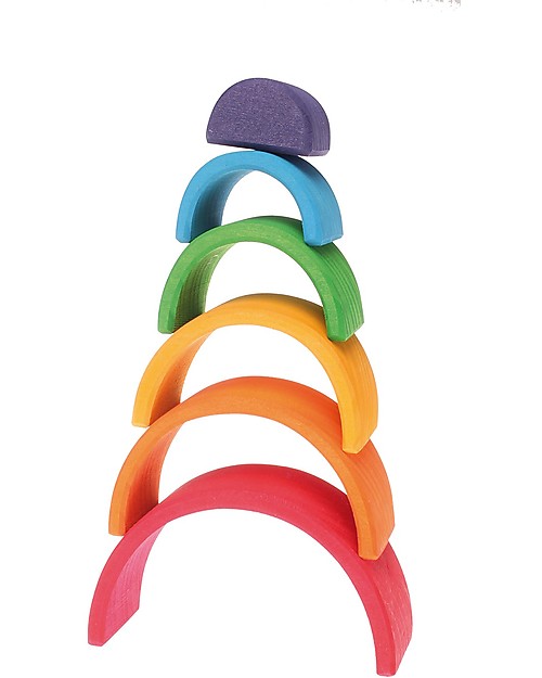 Grimm's Tunnel Arcobaleno, 6 Pezzi, Piccolo 10,5 cm Giochi Montessoriani