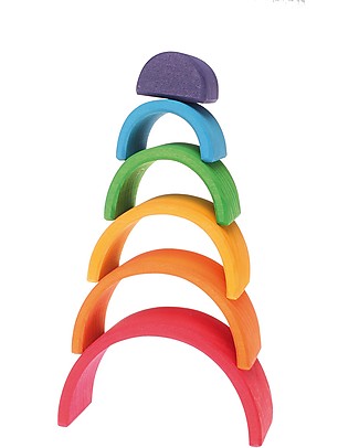 Grimm's Tunnel Arcobaleno, 6 Pezzi, Piccolo 10,5 cm Incastri In Legno