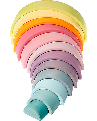 Grimm's Tunnel Arcobaleno - Colori Pastello - 12 pezzi - Grande, 38 cm Incastri In Legno