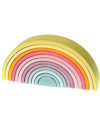 Grimm's Tunnel Arcobaleno - Colori Pastello - 12 pezzi - Grande, 38 cm Incastri In Legno