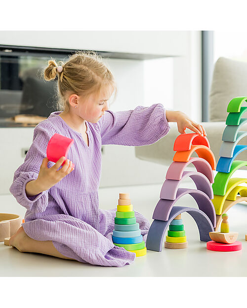 Grimm's Tunnel Arcobaleno - Neon Rosa - 10 pezzi - 14 cm Giochi Montessoriani