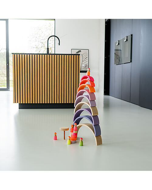 Grimm's Tunnel Arcobaleno - Neon Rosa - 10 pezzi - 14 cm Giochi Montessoriani