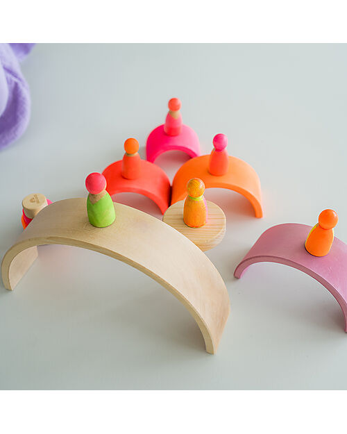 Grimm's Tunnel Arcobaleno - Neon Rosa - 10 pezzi - 14 cm Giochi Montessoriani