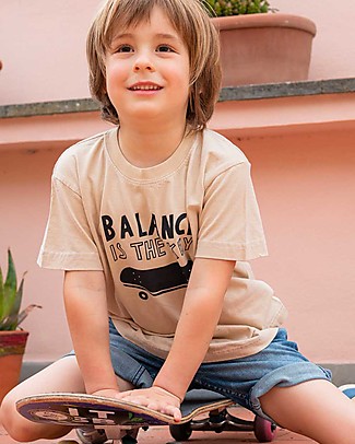 Growing Together T-Shirt Balance Is The Key - Beige Castagno - Cotone Bio e Tinte Naturali T-Shirt e Canotte