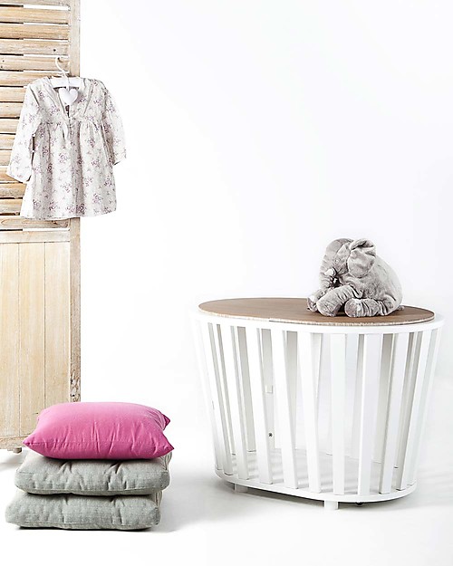Guum Barcelona Miniguum, Culla Trasformabile in Legno, Bianco - Diventa cesto portagiochi o tavolino! Culle e Ceste