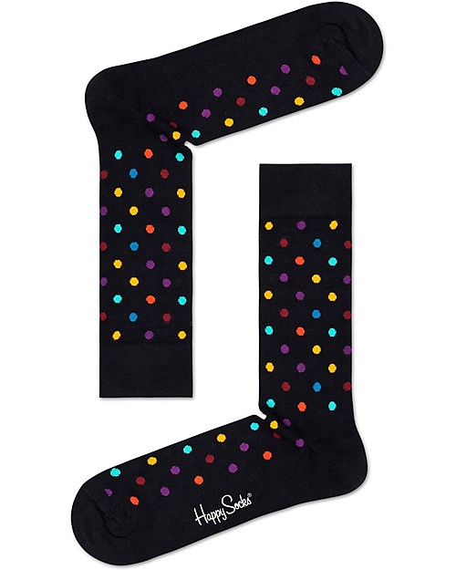 Happy Socks Calzini Adulti Neri, Pois - Cotone Elasticizzato Calzini