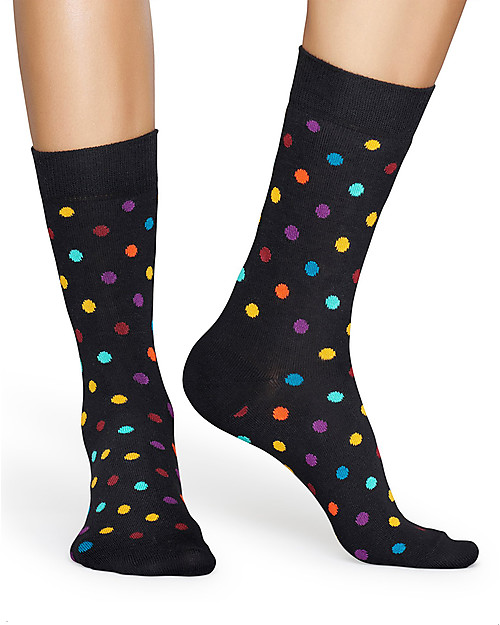 Happy Socks Calzini Adulti Neri, Pois - Cotone Elasticizzato Calzini