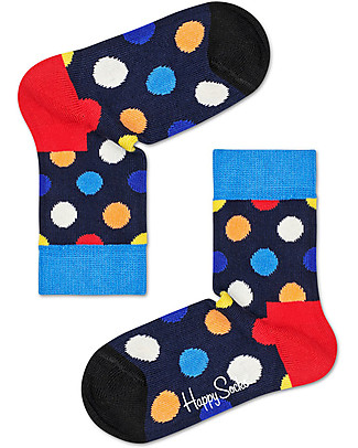 Happy Socks Calzini Bimbo Neri, Pois Grandi - Cotone Elasticizzato Calzini