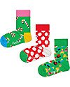 Happy Socks Pacco Regalo Bimbo - 3 Paia di Calzini Natalizi Calzini