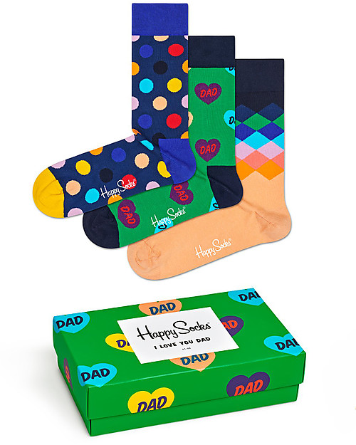 Happy Socks Pacco Regalo Papà - 3 Paia di Calzini Assortiti Calzini