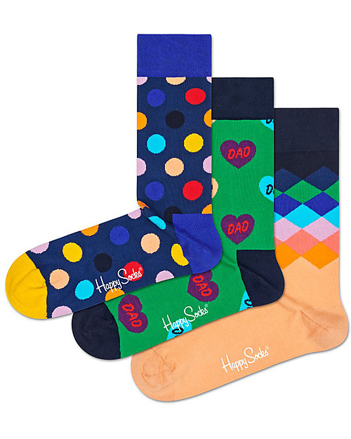Happy Socks Pacco Regalo Papà - 3 Paia di Calzini Assortiti Calzini