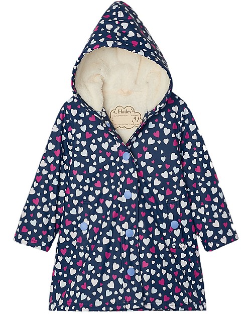Hatley Giacca Impermeabile Colour Changing - Cuori - Cambia colore con la pioggia! Impermeabili