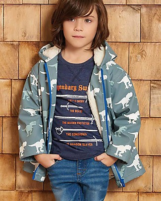 Hatley Giacca Impermeabile Colour Changing - T-Rex - Cambia colore con la pioggia! Giacche