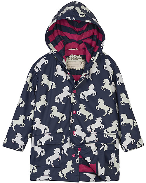 Hatley Impermeabile Foderato Cambia Colore, Cavalli - Fodera Morbida e Calda, senza PVC Cappotti