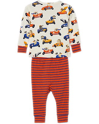 Hatley Pigiama Baby Maniche Lunghe con Applique - Corsa Automobili degli Animali - 100% cotone bio Pigiami