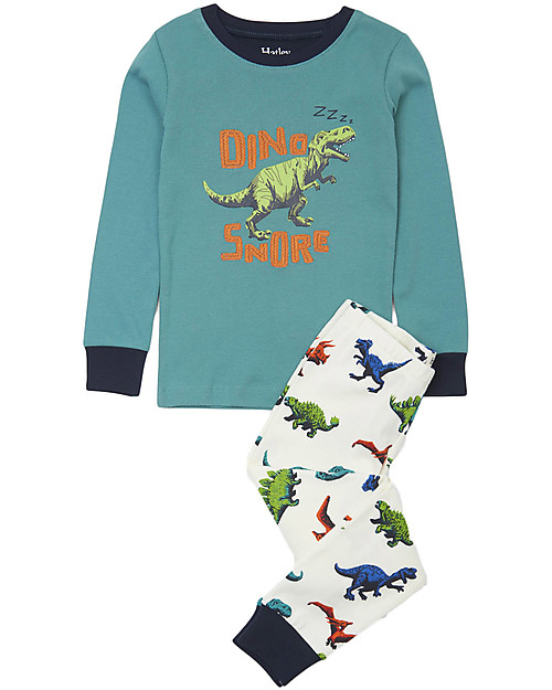 Hatley Pigiama Maniche Lunghe con Applique, Dinosauri - 100% cotone bio Pigiami