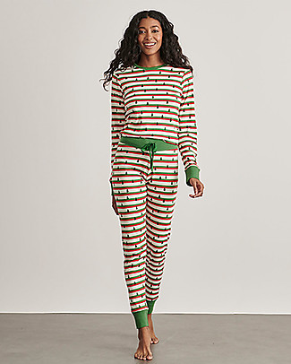 Hatley Pigiama Maniche Lunghe Donna - Silhouette Pines - 100% Cotone Bio - Pigiama Matchy Matchy Pigiami