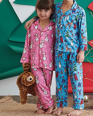 Hatley Pigiama Maniche Lunghe - Happy Snow - 100% Cotone Bio - Comodo e dallo Stile Impeccabile Pigiami