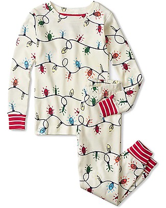 Hatley Pigiama Maniche Lunghe - Luci Natalizie - 100% Cotone Bio - Si Illumina al Buio! Pigiami