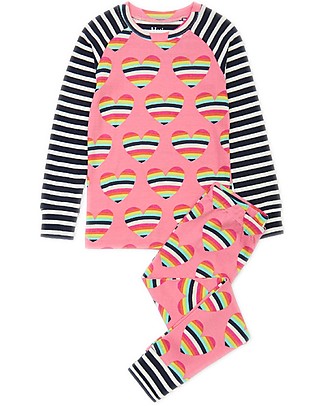 Hatley Pigiama Maniche Lunghe Raglan - Cuori Arcobaleno - 100% cotone bio Pigiami