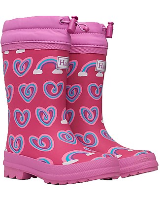 Hatley Stivaletti da Pioggia con Fodera Sherpa - Twisty Rainbow Hearts - Piedini Caldi e Asciutti Stivali Pioggia