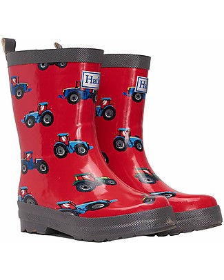 Hatley Stivaletti da Pioggia Shiny Rain - Farm Tractors - Morbidi Dentro e Super Resistenti Fuori Stivali Pioggia