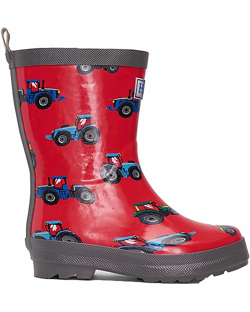 Hatley Stivaletti da Pioggia Shiny Rain - Farm Tractors - Morbidi Dentro e Super Resistenti Fuori Stivali Pioggia