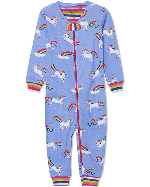 Hatley Tutina con Zip - Unicorni Arcobaleno - 100% cotone bio - Cambio facile e veloce! Tutine Lunghe