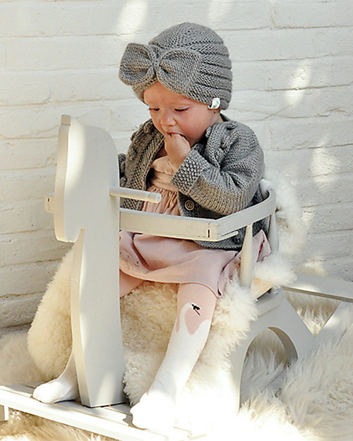 Hats Over Heels Cappello a Turbante con Fiocco, Grigio (2-4 e 4-6 anni) - Lana merino foderata in pile Cappelli Invernali
