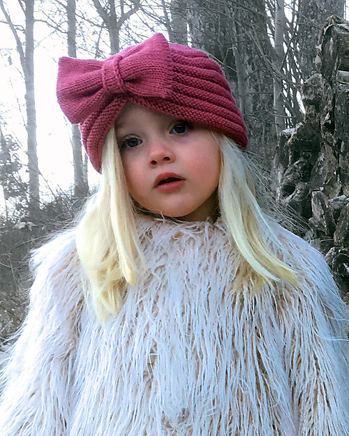 Hats Over Heels Cappello a Turbante con Fiocco, Rosa Taupe (2-4 e 4-6 anni) - Lana merino foderata in pile Cappelli Invernali