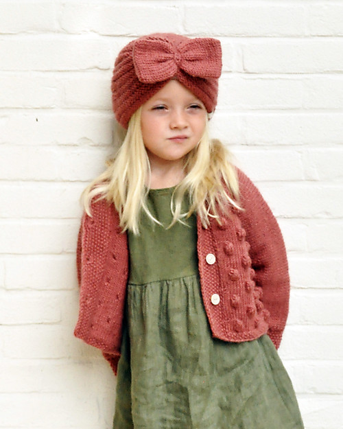Hats Over Heels Cappello a Turbante con Fiocco, Rosa Taupe (2-4 e 4-6 anni) - Lana merino foderata in pile Cappelli Invernali