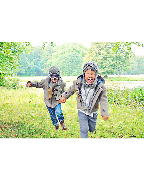Hats Over Heels Cappello con Mascherina Orsetto Lavatore, Grigio - Lana merino foderata in pile Cappelli Invernali