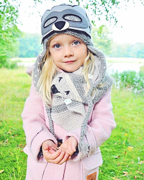 Hats Over Heels Cappello con Mascherina Orsetto Lavatore, Grigio - Lana merino foderata in pile Cappelli Invernali