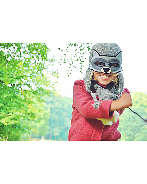 Hats Over Heels Cappello con Mascherina Orsetto Lavatore, Grigio - Lana merino foderata in pile Cappelli Invernali