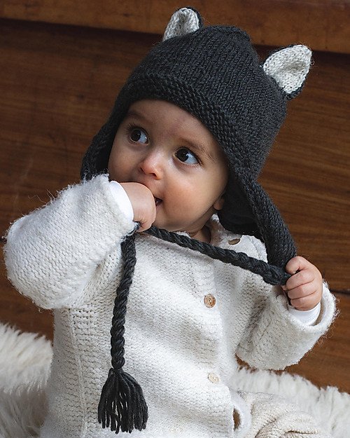 Hats Over Heels Cappello Invernale Skunk, Grigio Scuro (1-2, 2-5 e 5-8 anni) - 100% Lana Merino Cappelli Invernali