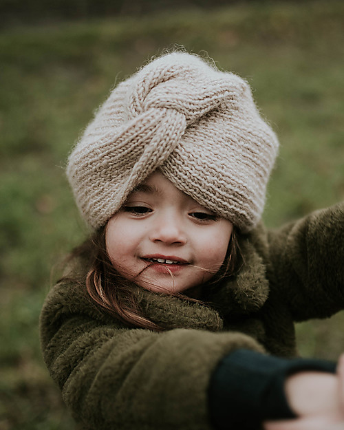 Hats Over Heels Cappello Turbante, Beige (0-2 anni) - 100% Lana Merino Cappelli Invernali