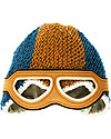 Hats Over Heels Cappello Vespa con Occhialini Amovibili, Blu/Caramello - Lana merino foderata in pile Cappelli Invernali