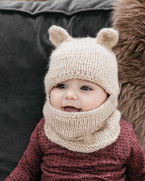 Hats Over Heels Passamontagna Invernale Leone, Beige (0-6, 6-12 e 12-24 mesi) - 100% Lana Merino Cappelli Invernali