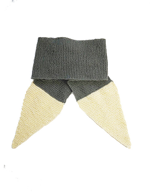 Hats Over Heels Sciarpa Bimba con Punte e Fiocco, Grigio/Bianco - 100% lana merino Sciarpe