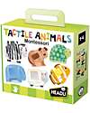 Headu Tactile Animals Montessori - Intelligenza Corporea-Cinestetica - 6 Puzzle + 6 Tessere Tattili Giochi da Tavolo