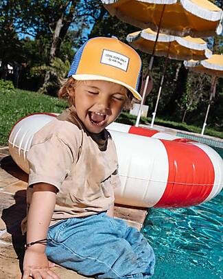 Hello Hossy Cappello con Visiera Mini Canyon - Giallo Camel e Blu - Cotone Bio Cappelli Estivi